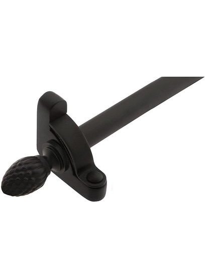 28 1/2 inch Heritage Pineapple Tip Stair Rod - 1/2 inch Diameter Brass With Standard Brackets in Wrought Iron.